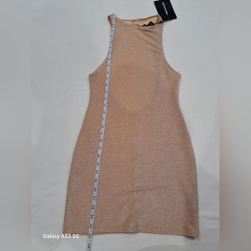 PrettyLittleThing Tan Bright Fitted Ribbed Tank Dress New - Picture 3 of 4